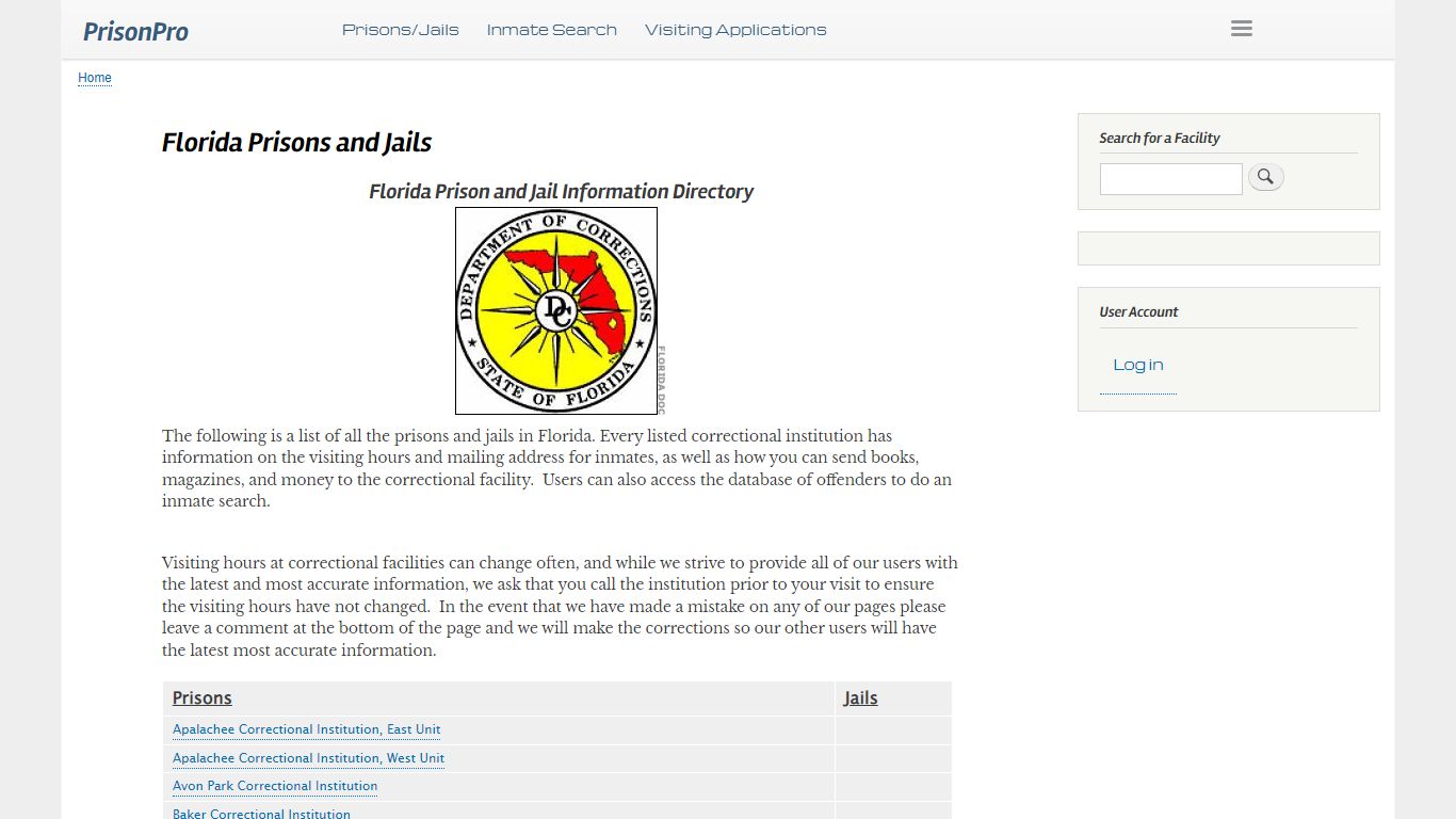 Florida Prisons and Jails | PrisonPro